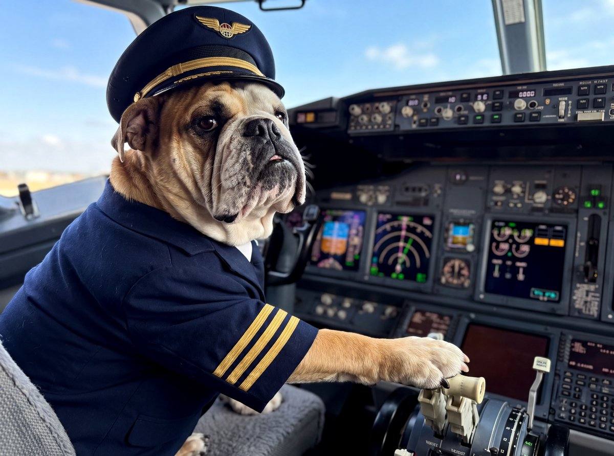 Toby transformed into an airline captain