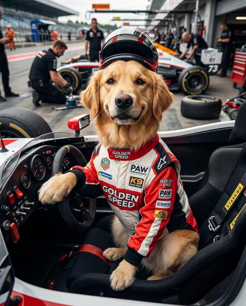 A dog as a racing driver
