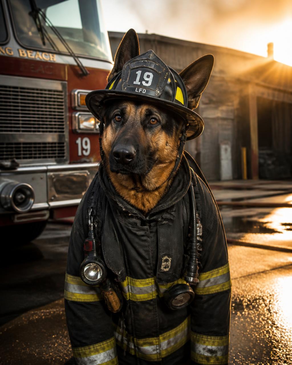 A pet as a firefighter